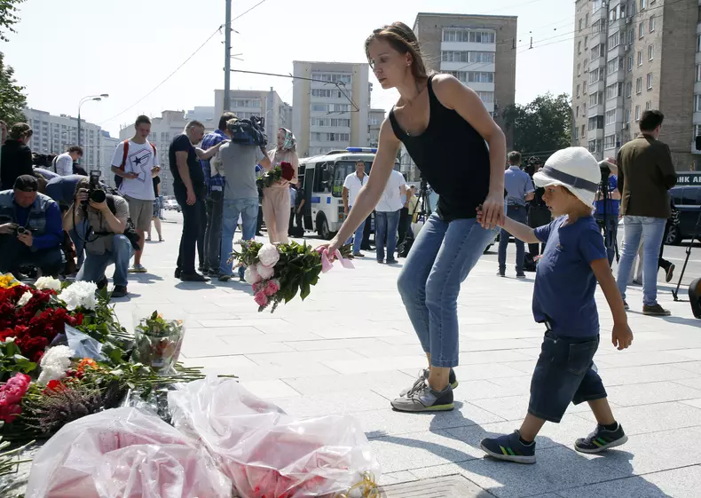 Tribute to the victims of France terror attack in Moscow