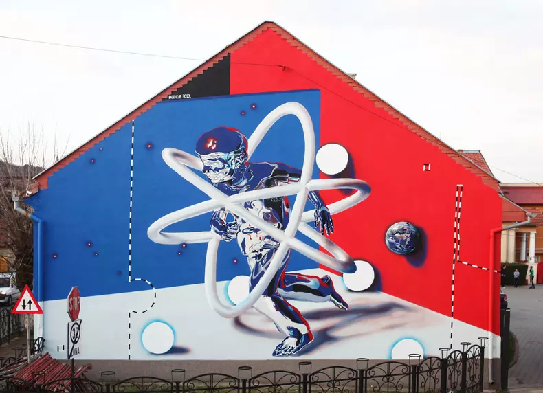Mural realizat în 2021, în Deva