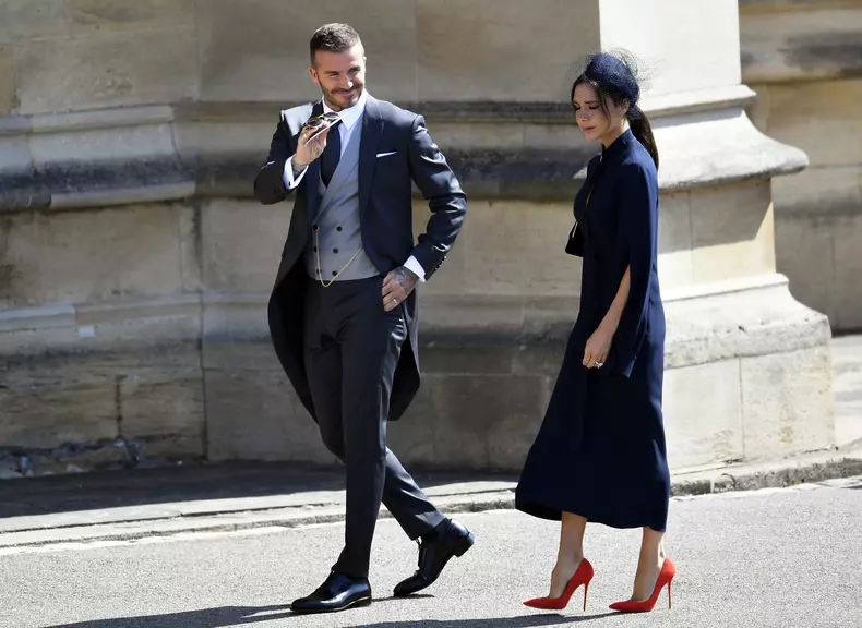 Victoria și David Beckham la nunta regală (Hepta)
