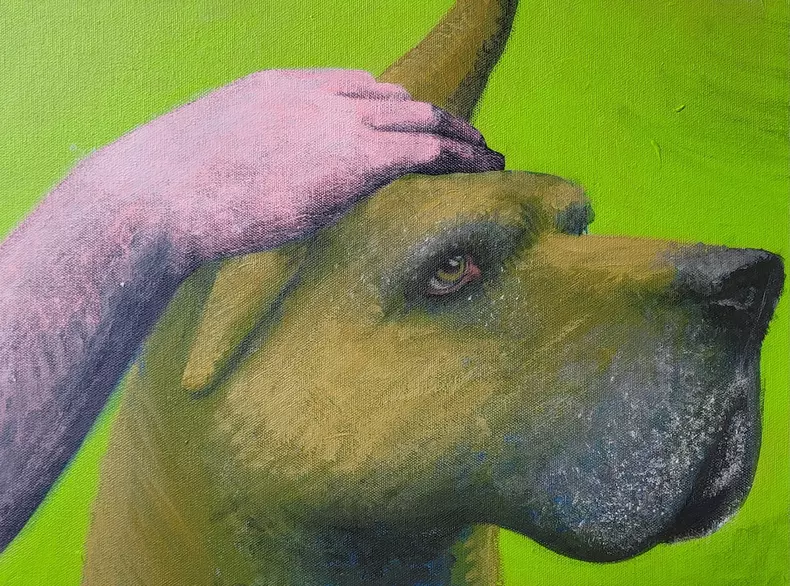 Popa Ana - Great Dane - Acrilic pe carton pânzat - 30 X 40 cm
