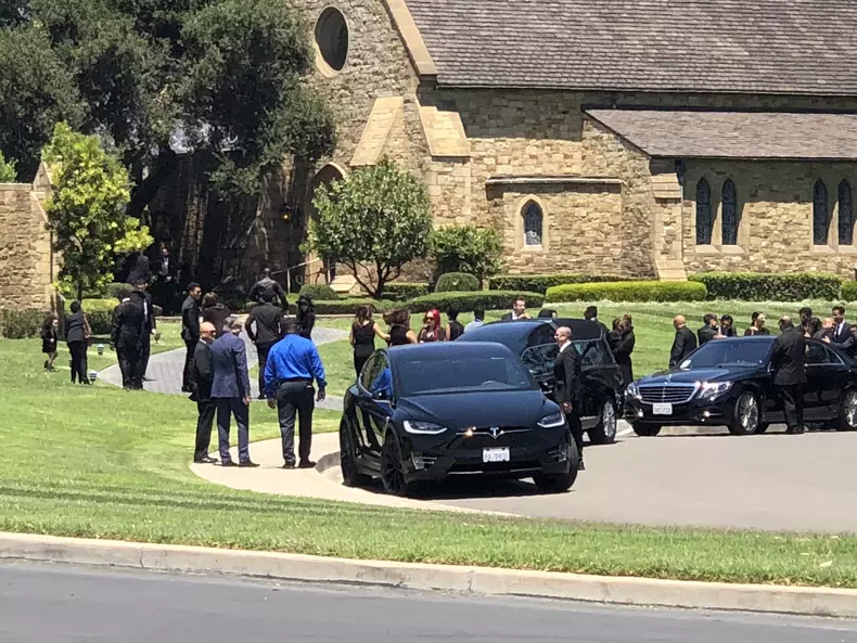 EXCLUSIVE: Janet Jackson was front and center at her father Joe Jackson's funeral Monday, along with various other family members.