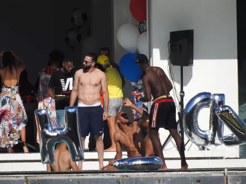 *EXCLUSIVE* France’s World Cup superstar athletes throw a massive celebratory pool party **WEB MUST CALL FOR PRICING**