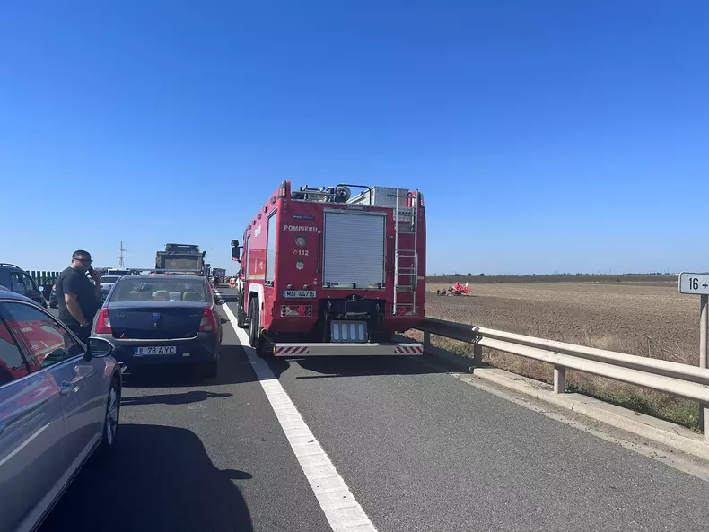 Imagine de la accidentul de pe A4. Foto: ISU Constanța