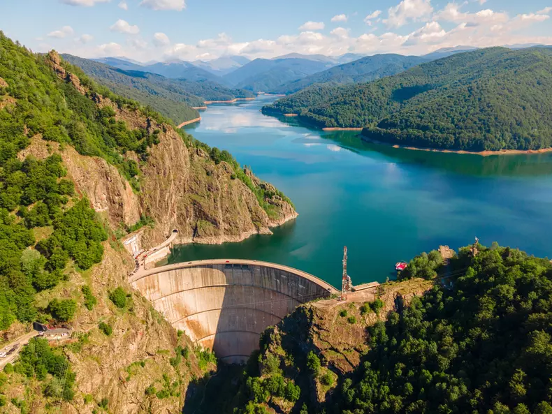 Aerial,Photography,Of,Vidraru,Dam,,In,Romania.,Photography,Was,Shot