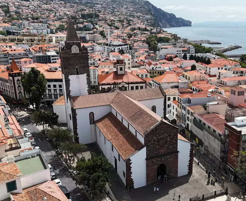 **NO UK ONLINES** Aerial views of Funchal Cathedral ahead of Ronaldo and Rodriguez wedding
