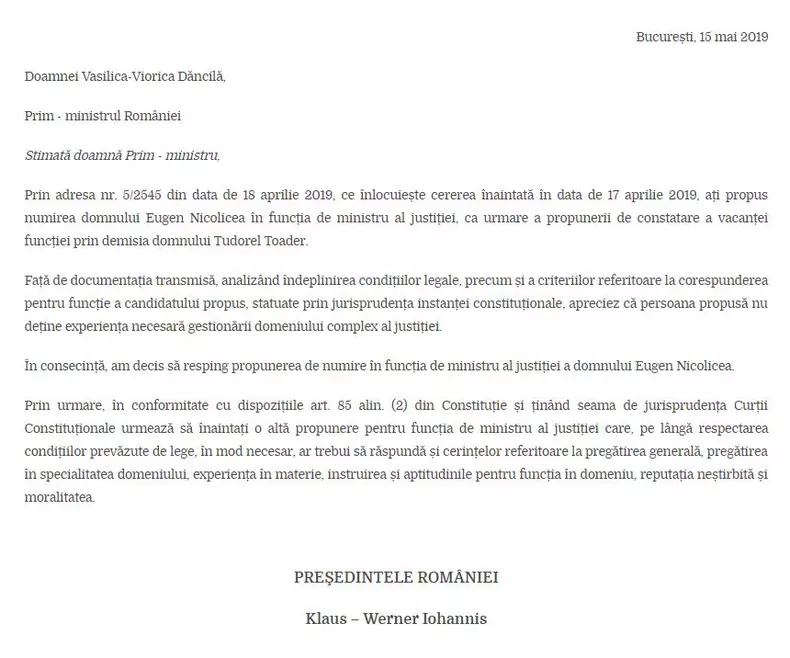scrisoare iohannis 1