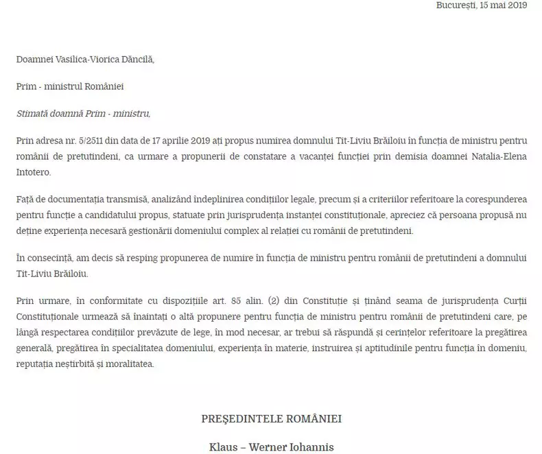 scrisoare iohannis 2