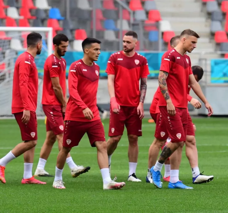 Naționala Macedoniei de Nord, primul antrenament pe stadionul Steaua FOTO: Facebook / Federația Macedoneană de Fotbal