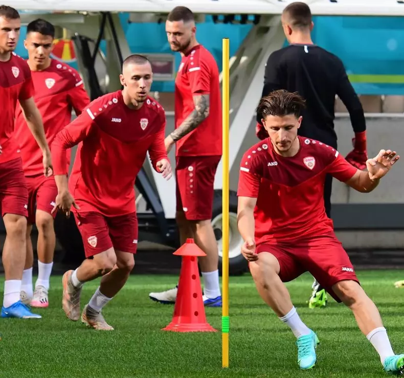 Naționala Macedoniei de Nord, primul antrenament pe stadionul Steaua FOTO: Facebook / Federația Macedoneană de Fotbal
