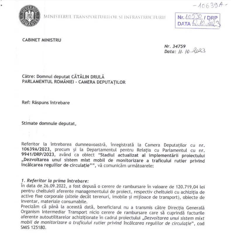 Document prezentat de Drulă în conferință