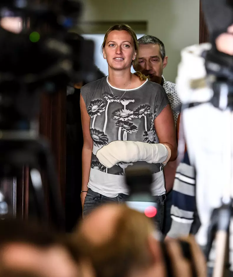 Two times Wimbledon winner Kvitova press conference after knife attack