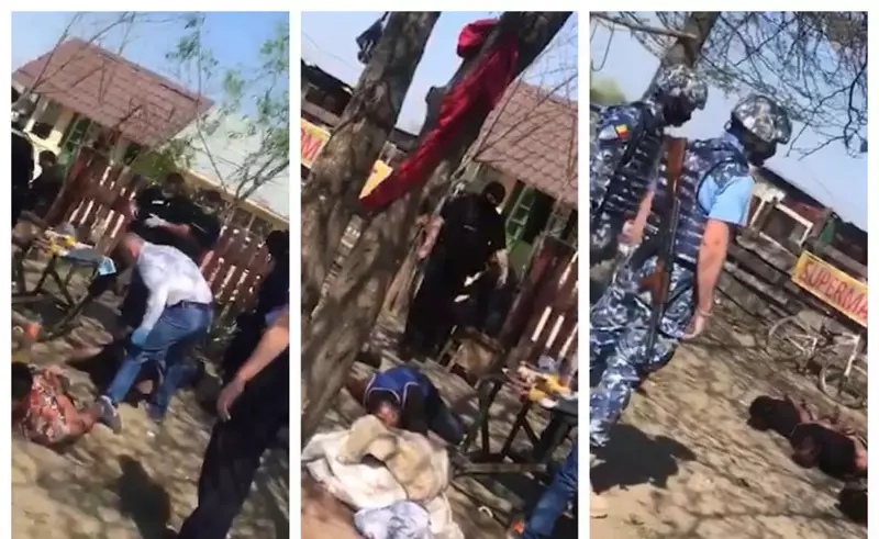 IMAGINI REVOLTĂTOARE. Cum pedepsește Poliția Română un grup de bărbați din Bolintin. Romi culcați pe jos, cu mâinile la spate și bătuți