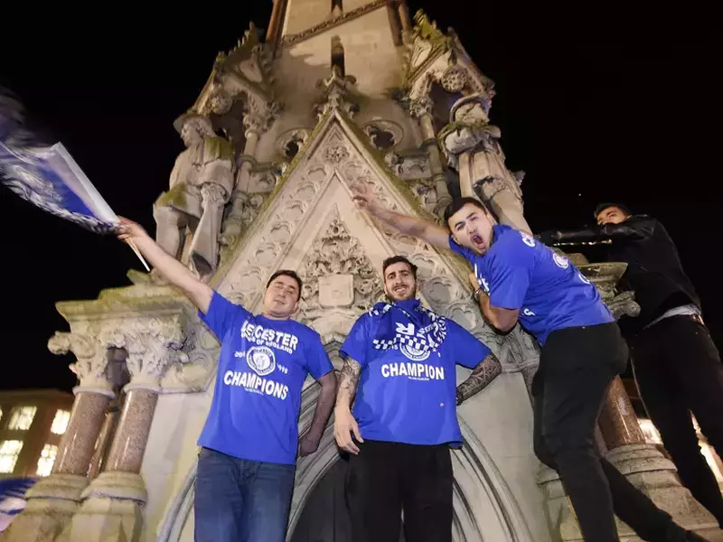 Leicester supporters celebrate first-ever Premier League title