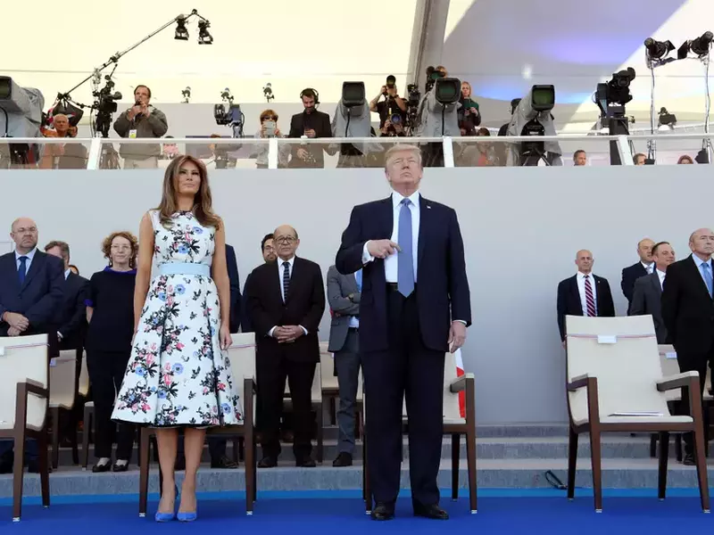 Donald Trump și Melania Trump la parada de Ziua Franței