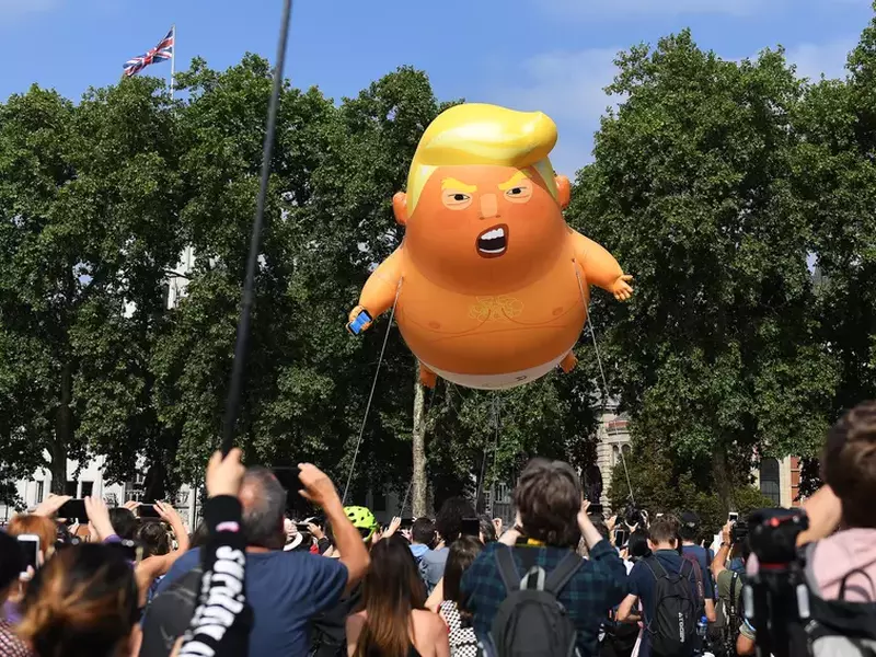 Baby Trump Blimp protest in parliament square in London