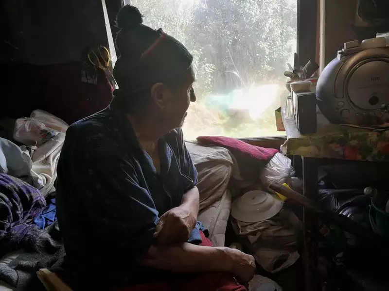 Mihai Țiulică, în casa lui din satul Țipilești, comuna Popricani, județul Iași