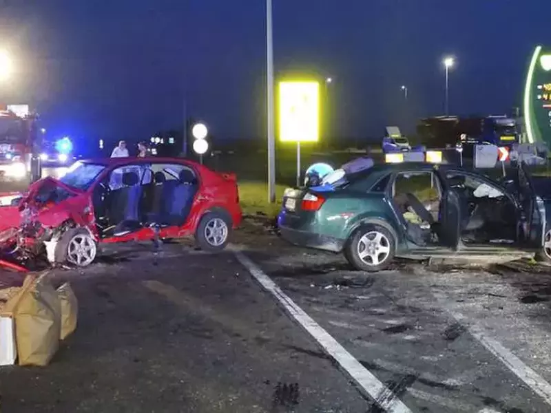 Cele două mașini implicate în accidentul din Ungaria