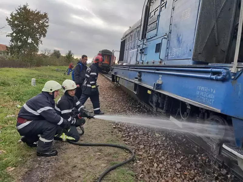 Locomotiva unui tren a luat foc în mers, în județul Satu Mare (1)