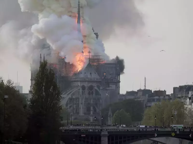 Cathedral of Notre-Dame of Paris on fire