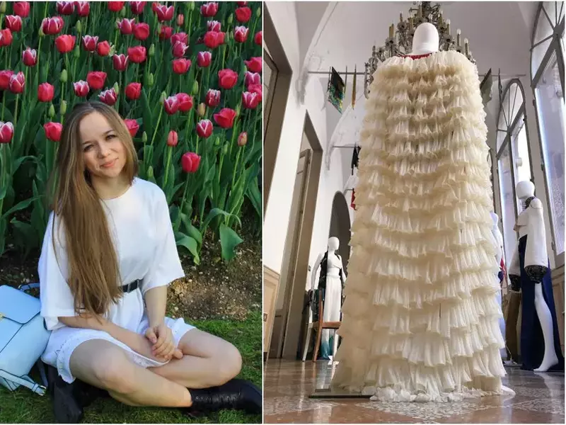 Rochie din 1.000 de prezervative, realizată o tânără din Republica Moldova