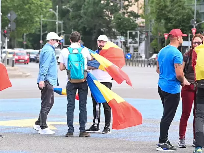 Protest în Piața Victoriei (FOTO: Raed Krishan / GSP)