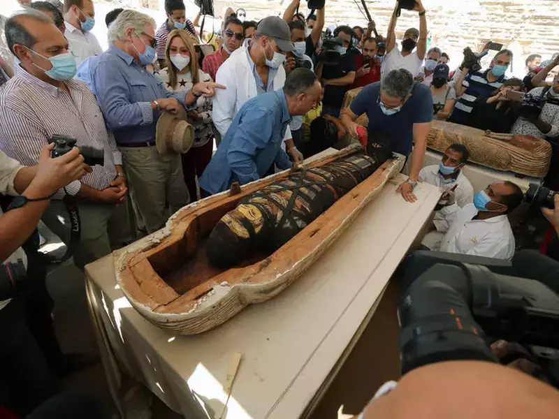 A collection of 59 coffins uncovered in Saqqara