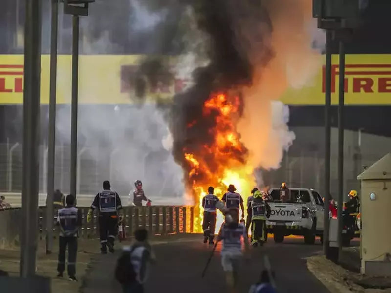 Mașina lui Grosjean a luat foc în timpul cursei