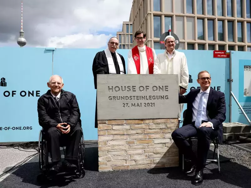 Foundation stone ceremony for multi-religious House of One building