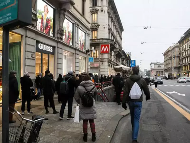 News Queue at pharmacy to purchase rapid test pads for covid-19., Milan, Milan, Italy – 24 Dec 2021