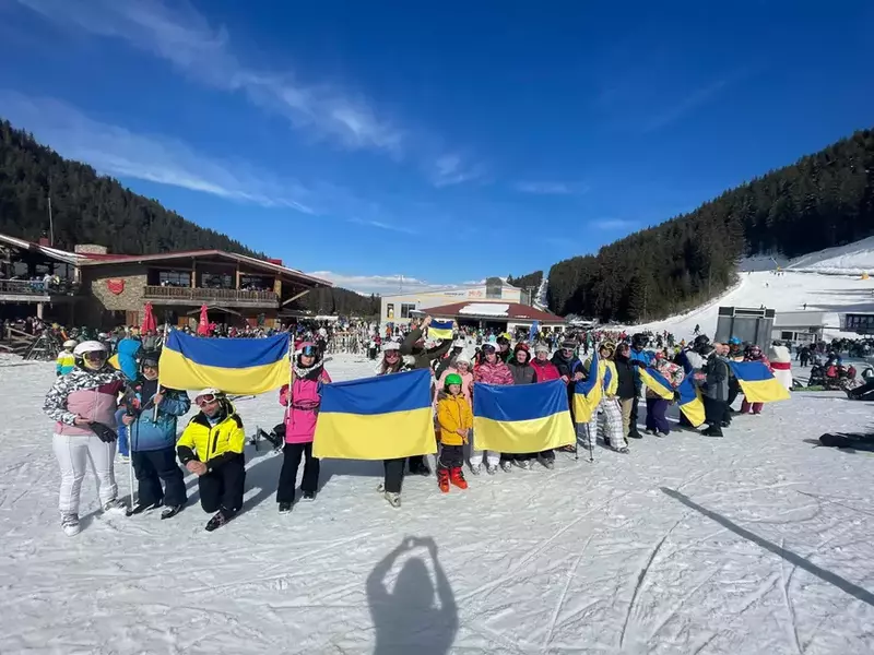 Protestil pe pârtia de schi din Bansko. Foto: Olga Volodina