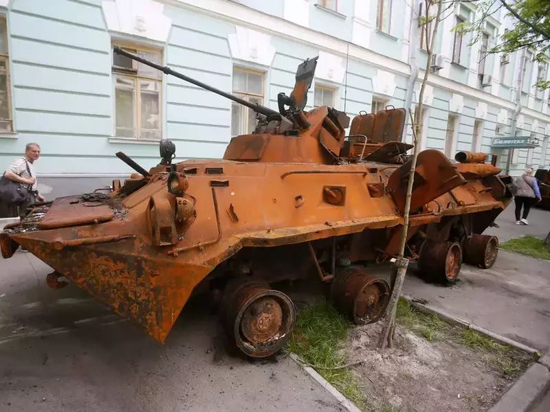 Opening Of An Exhibition Of Destroyed Russian Military Vehicles In Kyiv, Amid Russian Invasion In Ukraine – 08 May 2022