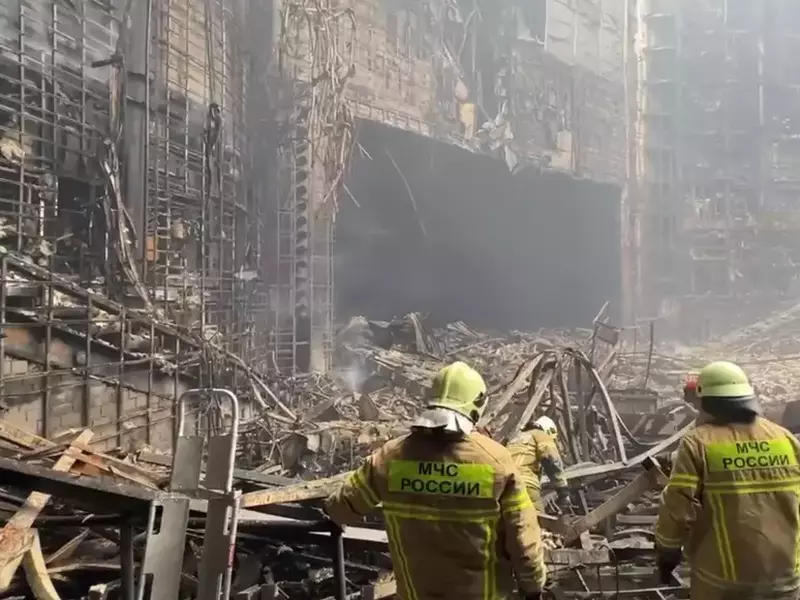 Imagini din interiorul sălii de concerte Crocus din Moscova, după atacul terorist Foto: Profimedia