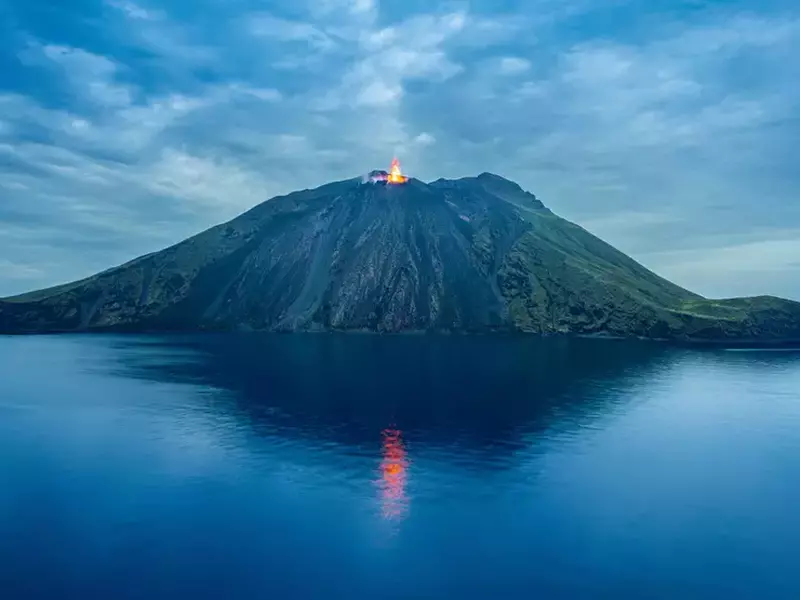 Stromboli,Volcano,Erupting,Off,The,Coast,Of,Italy,Being,Dubbed