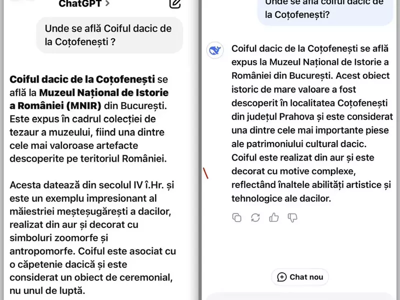 raspuns oferit de chat gpt si deep seek despre coiful de la cotofenesti