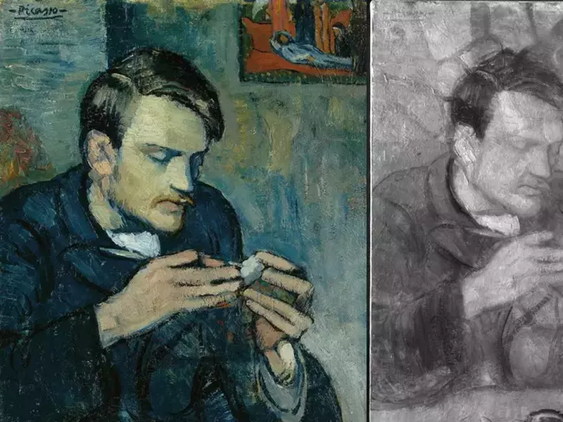 Imagine cu infrarosu a Portretului lui Mateu Fernández de Soto, Departamentul de Conservare, Institutul de Artă Courtauld, Londra