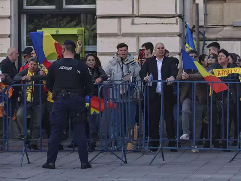 Susținătorii lui Călin Georgescu surprinși după un gard pus de autorități, la BEC.