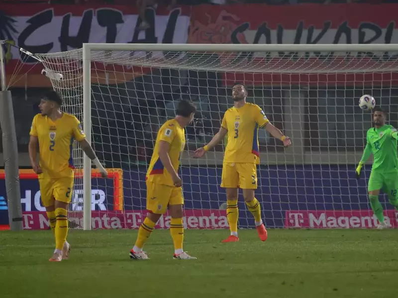 Jucătorii români, exasperați după încasarea golului de 2-0 în meciul cu Austria.
