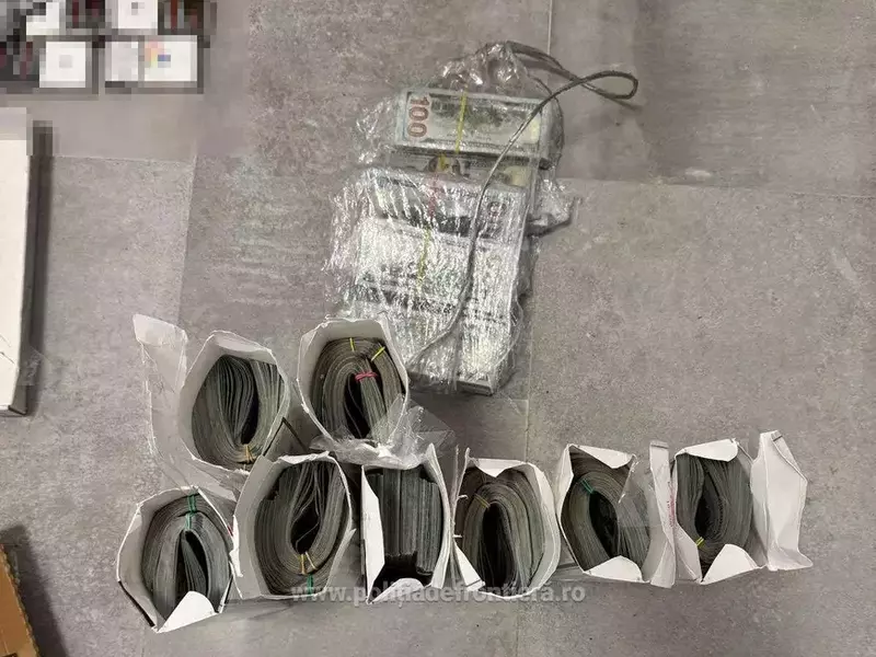 Imagine cu banii ascunși în cutii și înveliți în folie transparentă