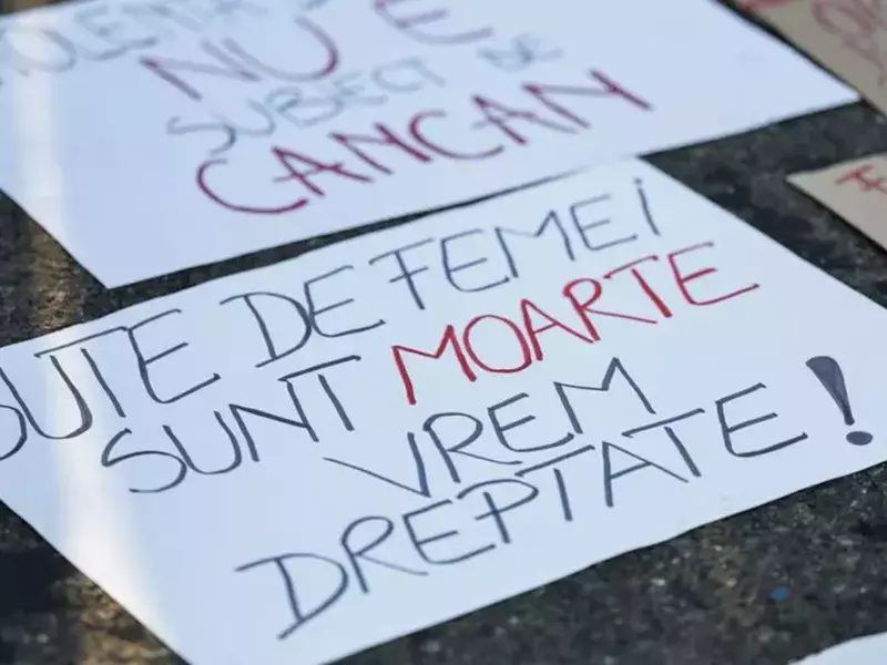 pancarte cu texte feministe în timpul protestului împotriva violenței de gen organizat de Centrul FILIA, 18 iunie 2025