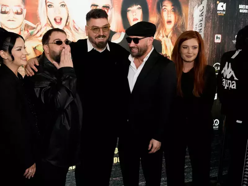 Florin Salam, Cosmin Nedelcu (Micutzu) și Mihai Bendeac la premiera filmului „Băieți de oraș: Golden Boyz”