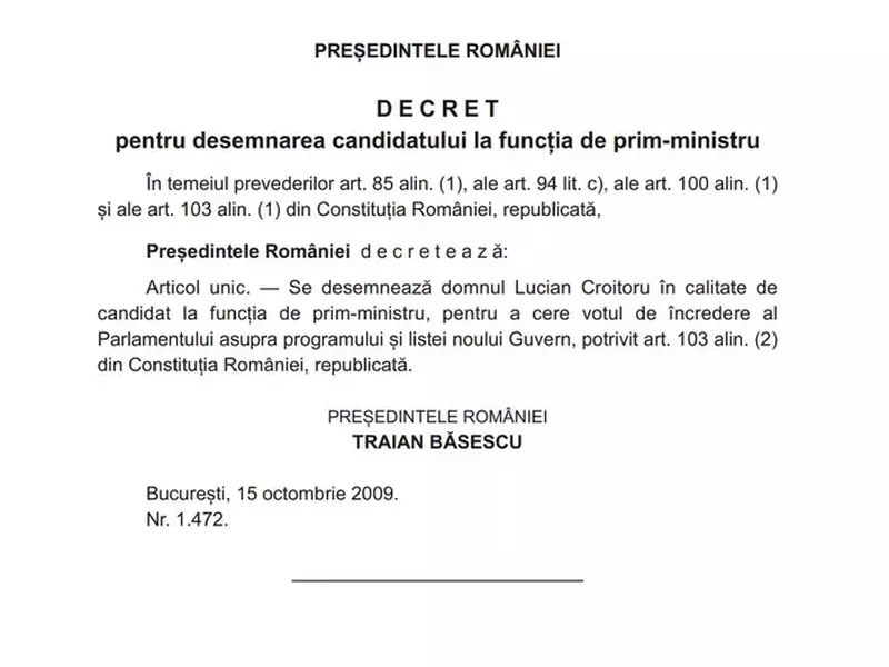 Decret desemnare Lucian Croitoru