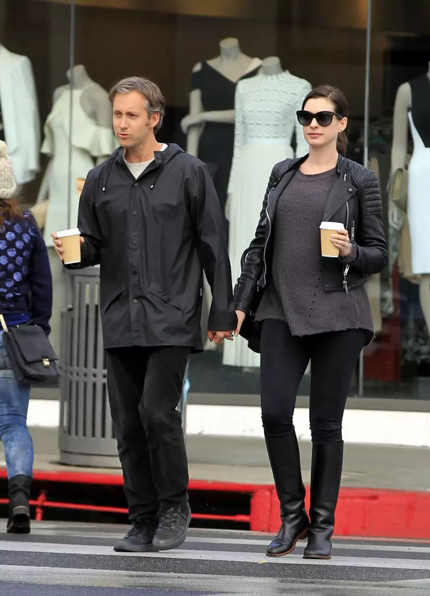 Pregnant Anne Hathaway Out And About With Husband Adam Shulman