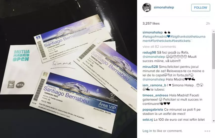 Simona Halep s-a lăudat cu biletele primite