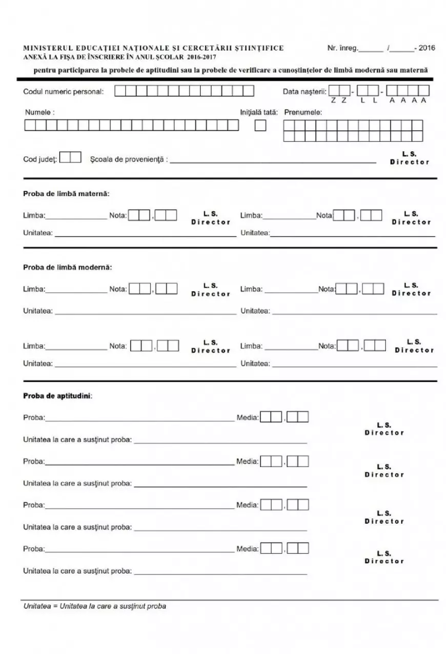 admitere liceu 2016 model fisa de inscriere 3