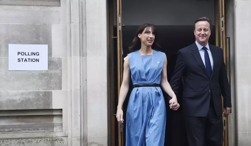 David Cameron și soția sa, după ce au votat în cadrul referendumului privind apartenența Marii Britanii la UE 