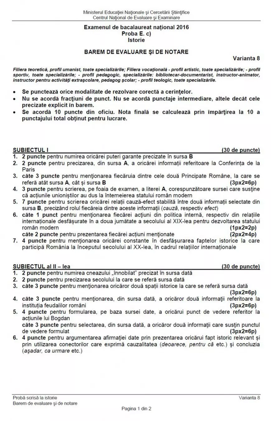 barem istorie bacalaureat 2016 1
