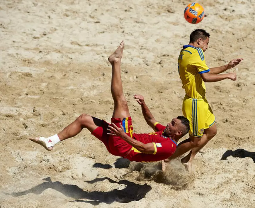 SANXENXO, SPAIN - JULY 09: Euro Beach Soccer League Sanxenxo at Silgar Beach on July 09, 2016 in Sanxenxo, Spain. (Photo by Manuel Queimadelos)