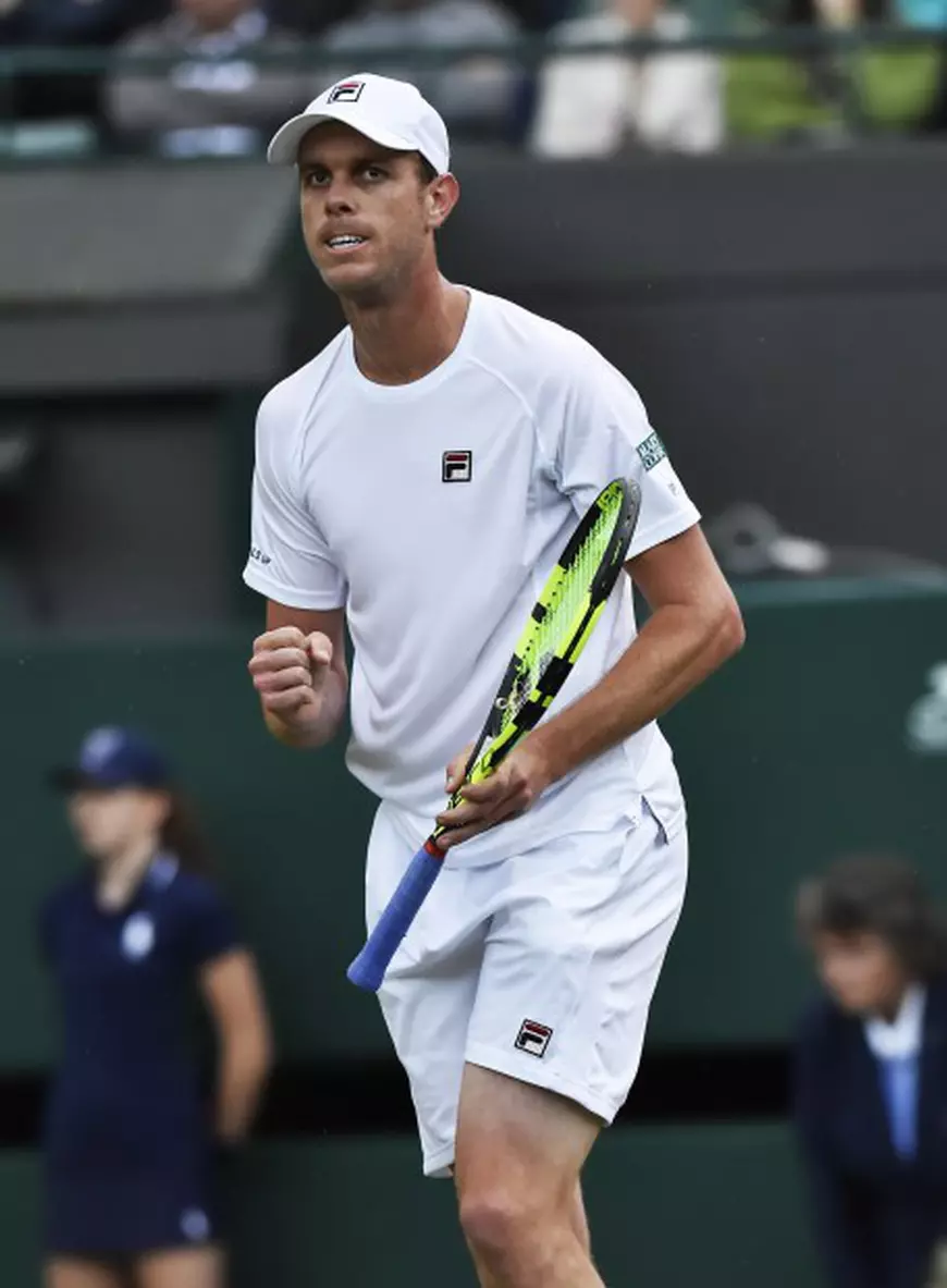 epa05401998 Sam Querrey of the USA reacts during his third round match against Novak Djokovic of Serbia at the Wimbledon Championships at the All England Lawn Tennis Club, in London, Britain, 01 July 2016 EPA/HANNAH MCKAY EDITORIAL USE ONLY/NO COMMERCIAL SALES