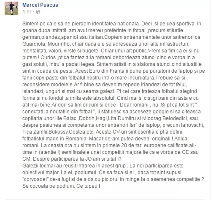 Mesajul lui Marcel Pușcaș