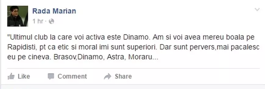 Mesajul lui Marian Rada